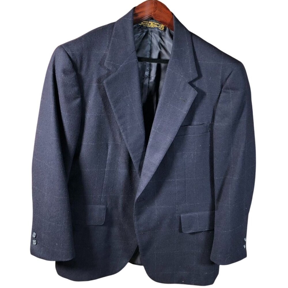 Vintage Brooks Brothers Mens Blazer Jacket 38R Golden Fleece Navy Windowpane